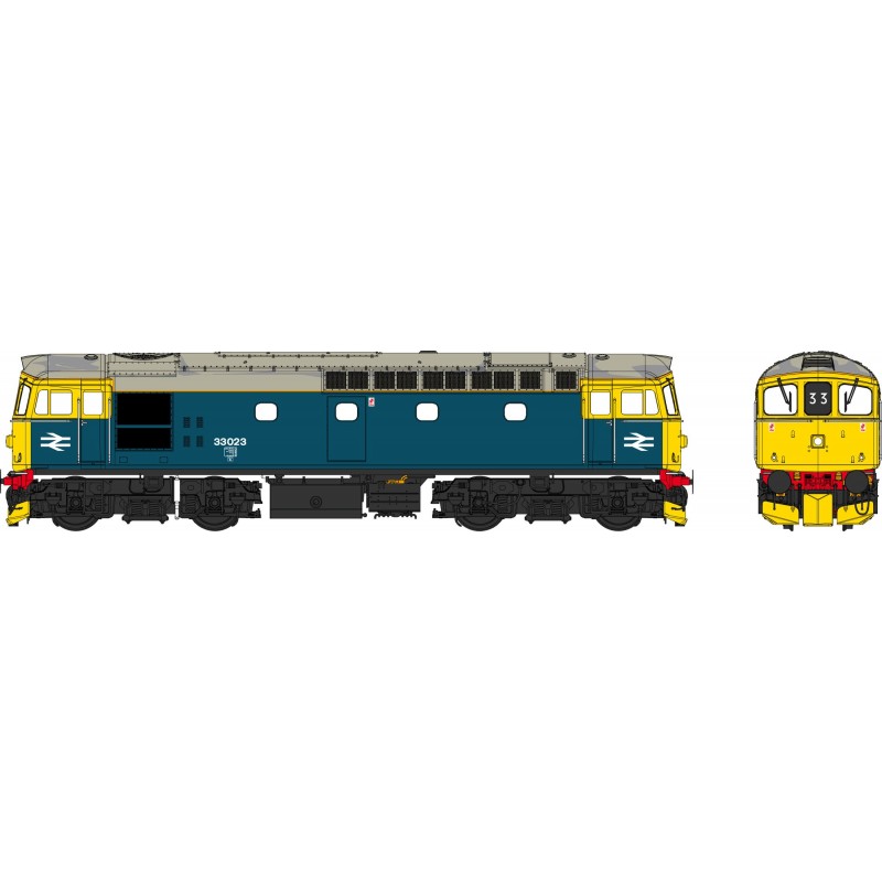 3463: BR blue 33023 (grey roof/orange cantrail line) WEATHERED