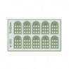 PW-003 - 10 pcs 13X22mm 14 Pane Arched Windows H0/00