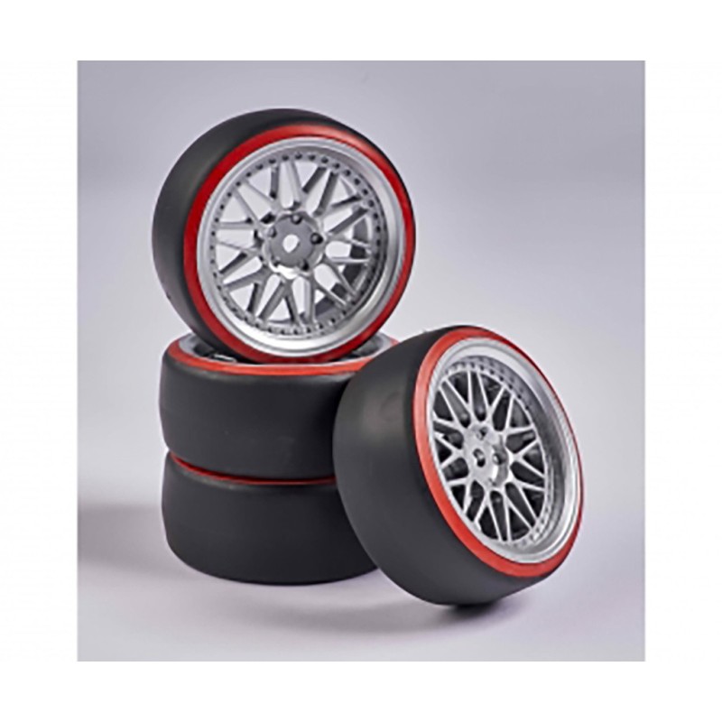 C900156 - 1:10 Wheel Set Drift (4) Silver/Red