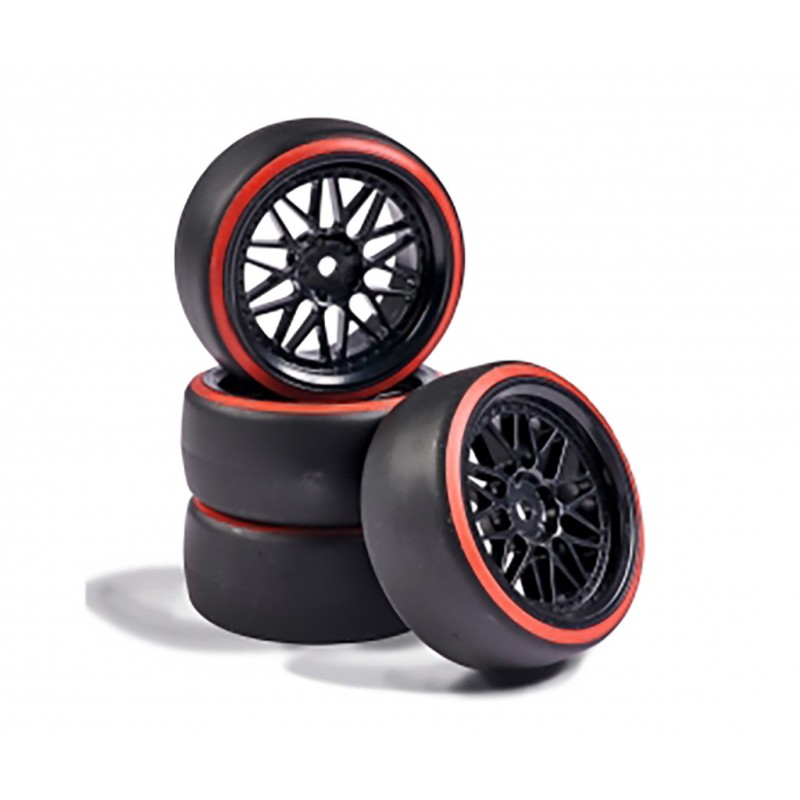 C900157 - 1:10 Wheel Set Drift (4) Black/Red