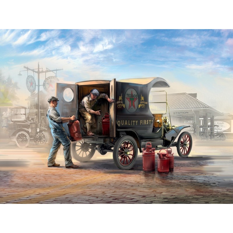 ICM24019 - Gasoline Delivery, Model T 1912 Delivery Car with 2 American Gasoline Loader Figures
