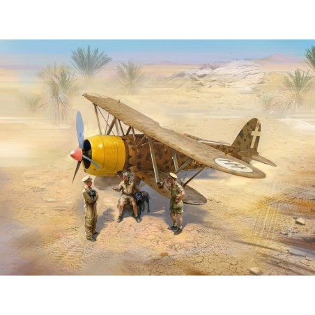 ICM32025 - CR. 42 Falco with Italian Pilots In Tropical Uniform (3 Figures & 2 Dogs)
