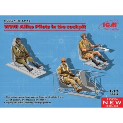 ICM32112 - WWII Allies Pilots In The Cockpit (British, American, Soviet) 3 Figures