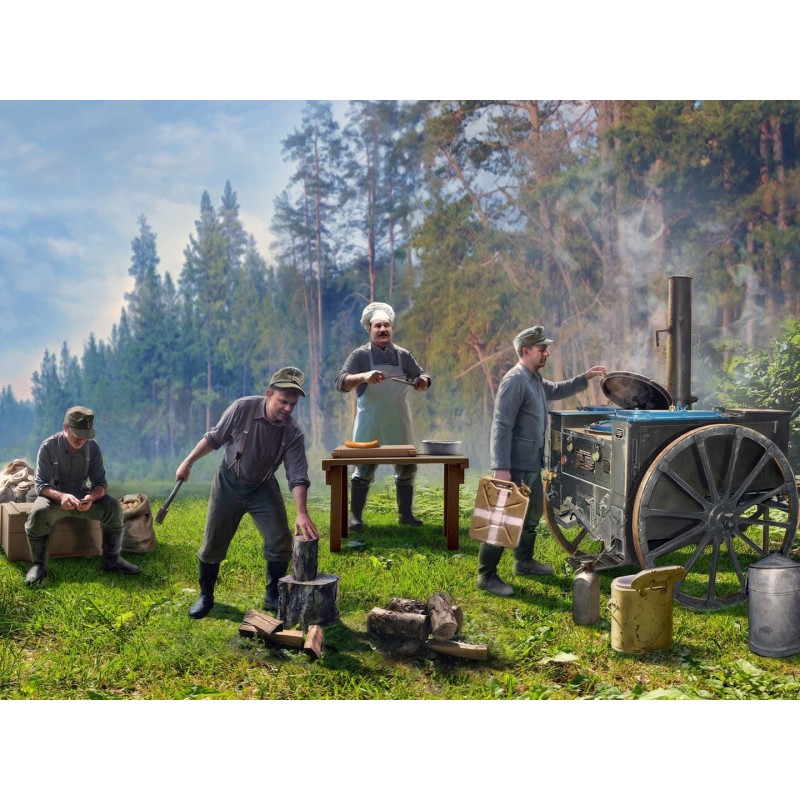 ICM35618 - Feldküche, WWII German Field Kitchen with Cooks (4 Figures & Accessories)