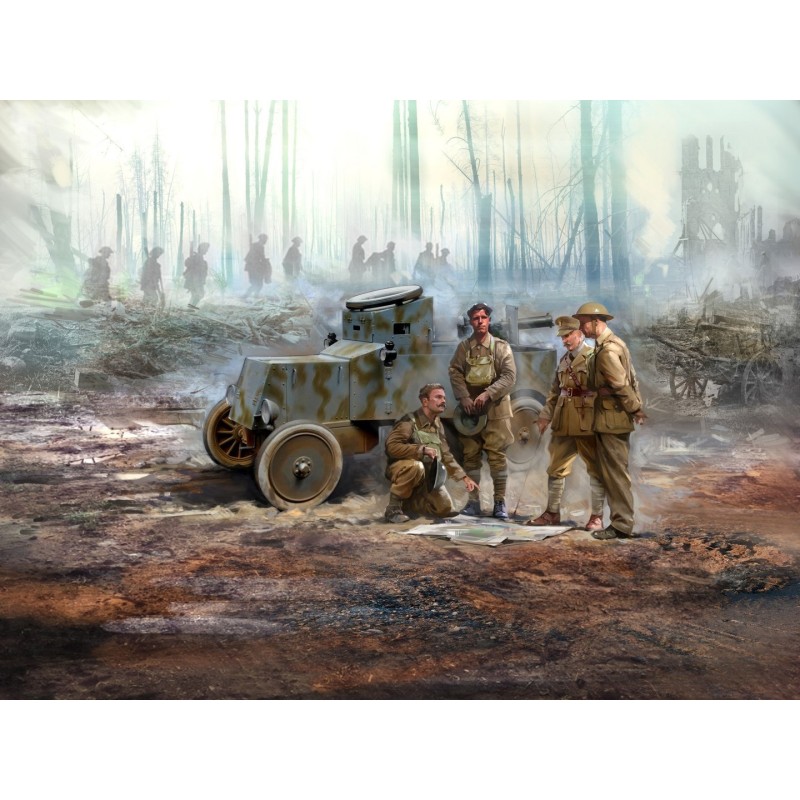 ICM35670 - Model T RNAS Armoured Car with 4 WWI British Tank Crew Figures