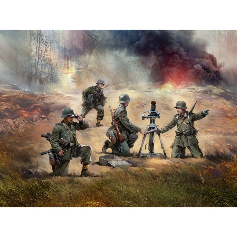 ICM35715 - WW2 German Mortar GrW 34 with Crew (Mortar & 4 Figures)