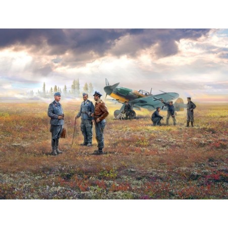 ICM48805 - Bf 109F-4 with German Ground Personnel (7 Figures & Dog)