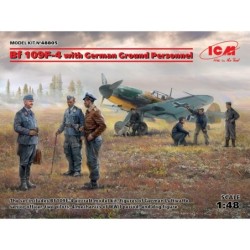 ICM48805 - Bf 109F-4 with German Ground Personnel (7 Figures & Dog)
