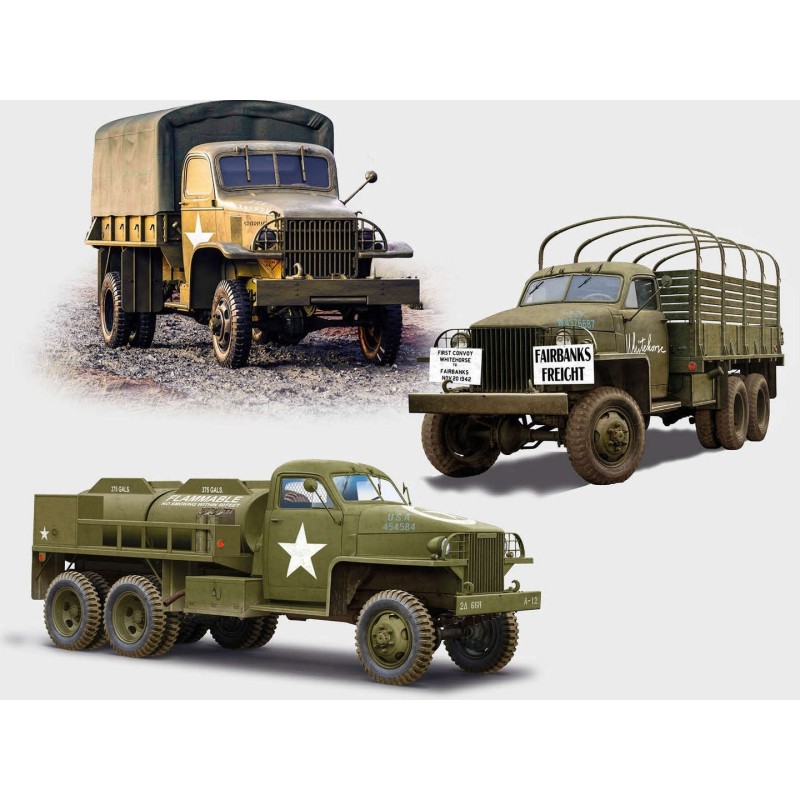ICMDS3528 - WWII U.S. Military Vehicles, G7117, Studebaker US6-U3, Studebaker US6-U5 (Set of 3 Trucks)
