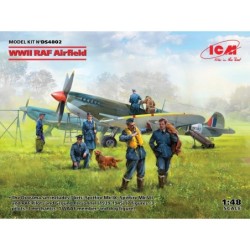 ICMDS4802 - WWII RAF Airfield Set, Spitfire Mk.IX & Spitfire Mk.VII, RAF Pilots & Ground Personnel (7 Figures)