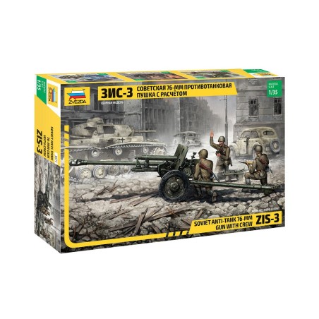 Z3671 - Soviet Anti-Tank 76mm ZIS-3 Gun with Crew Figures