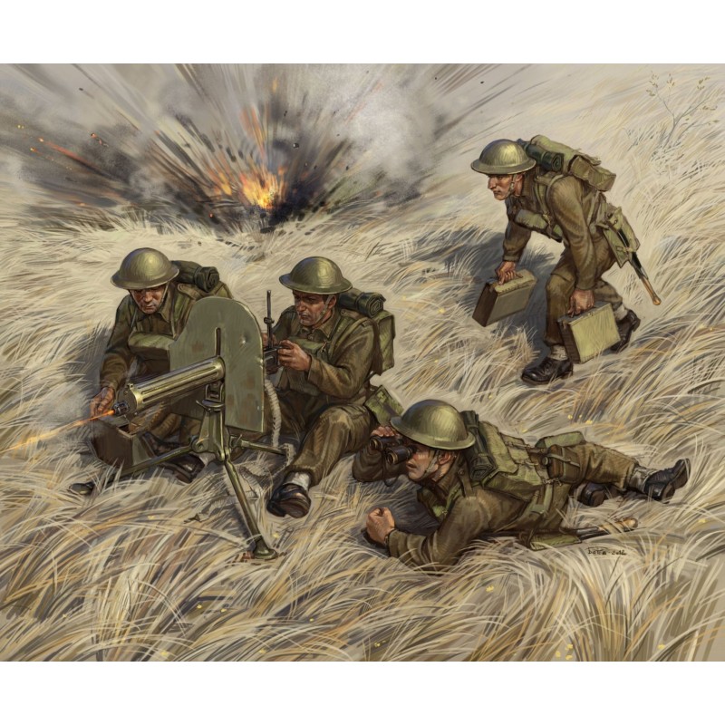 Z6167 - 1/72 British Machine Gun With Crew