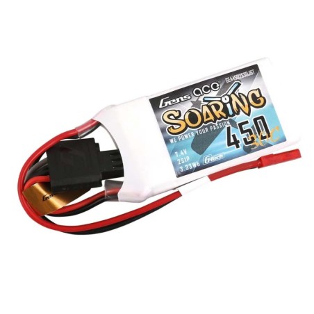 GE1-0450-2JGT - Gensace Soaring LiPo 2S 7.4V-450-30C(JST) 56.5x31x9mm 33g
