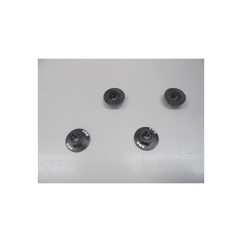 AMR-025BK - Serrated Large Diameter 1:10 Aluminium Wheel Nuts (4) Black
