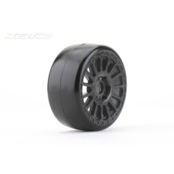 JK1101RBSS - Jetko Buster Super Soft belted 1:8 GT Pre-glued Black Claw Rims (2)