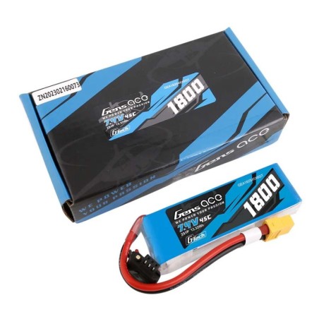 GE1-1800-2X6GT - GensAce Soaring LiPo 2S 7.4V-1800-45C(XT60) 90x30x17mm 111g G-Tech