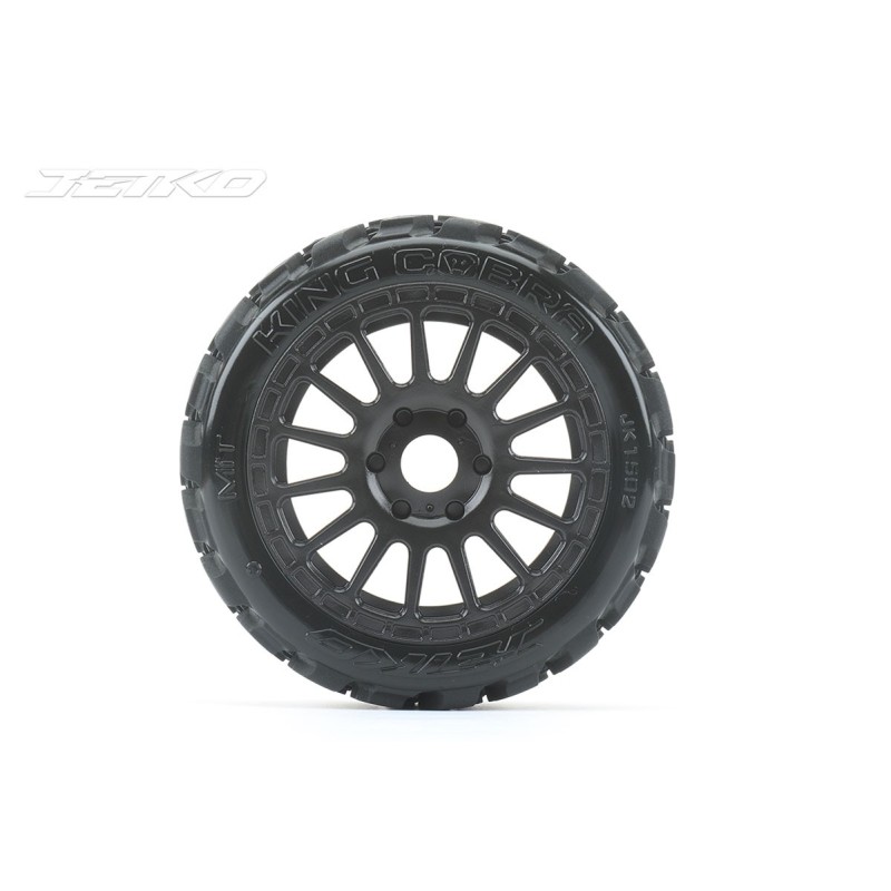 JK1502RB - Jetko EX King Cobra 1:8 Buggy Belted Tyre Black Wheels 17mm Hex (2)