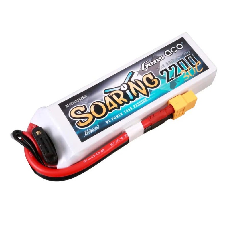 GE1-2200-3X6GT - GensAce Soaring LiPo 3S 11.1V-2200-30C(XT60) 107x34x21mm 175g G-Tech