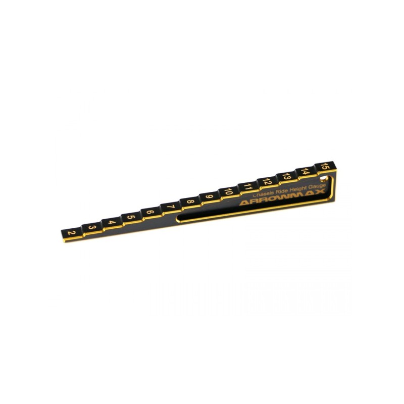 AM171011 - CHASSIS RIDE HEIGHT GAUGE STEPPED 2 TO 15MM BLACK GOLDEN