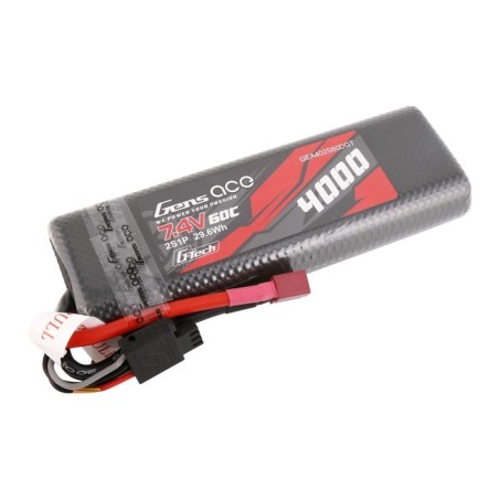 GE3-4000-2DGT - GensAce Bashing LiPo 2S 7.4V-4000-60C (Deans) 139x47x23mm 225g G-Tech