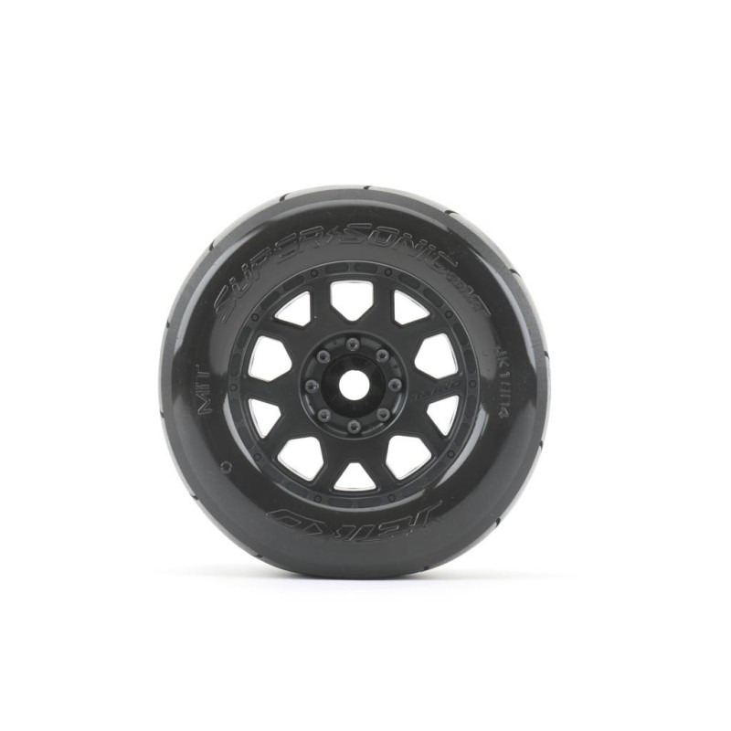 JK1804CB - Jetko EX Tyre MT Slick Super Sonic Belted 3.8" Black Wheel 17mm (2)