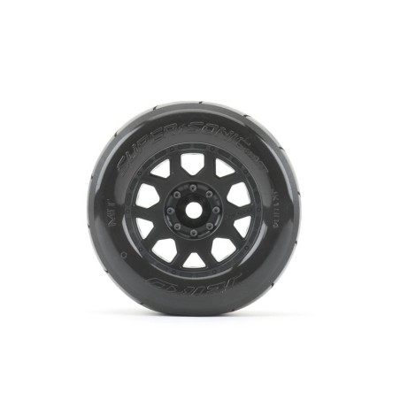 JK1804CB - Jetko EX Tyre MT Slick Super Sonic Belted 3.8" Black Wheel 17mm (2)