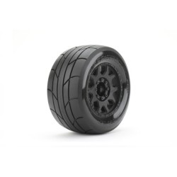 JK1804CB - Jetko EX Tyre MT Slick Super Sonic Belted 3.8" Black Wheel 17mm (2)