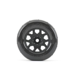 JK1804CB - Jetko EX Tyre MT Slick Super Sonic Belted 3.8" Black Wheel 17mm (2)