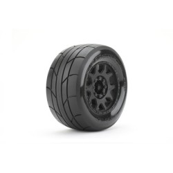 JK1804CB - Jetko EX Tyre MT Slick Super Sonic Belted 3.8" Black Wheel 17mm (2)