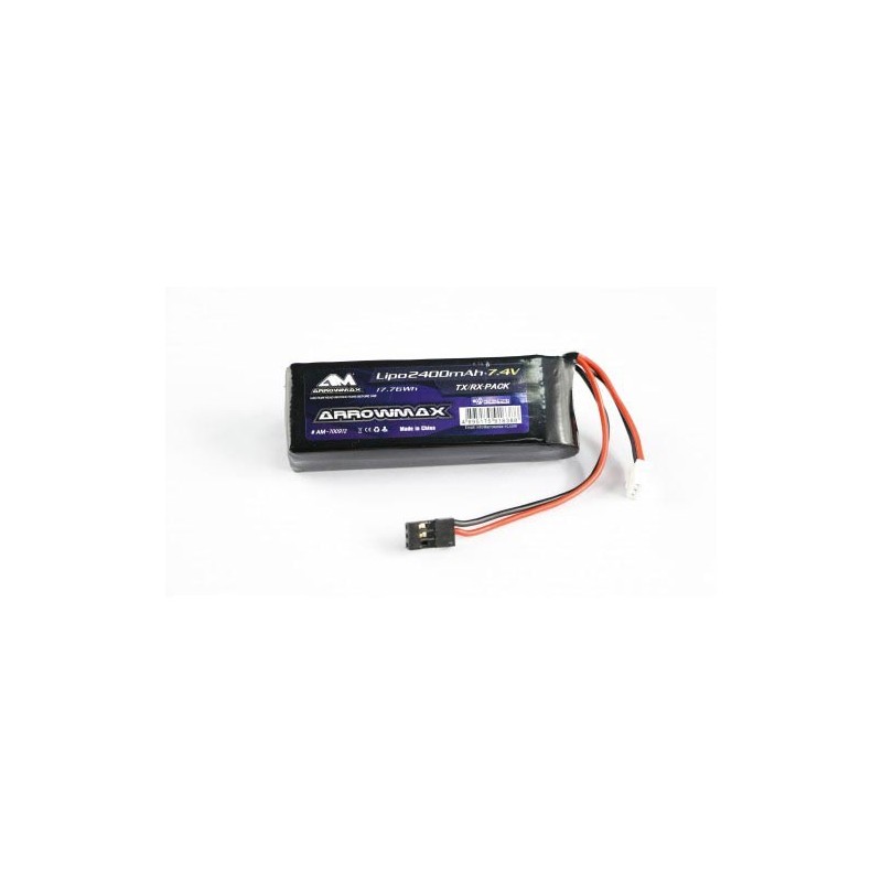 AM700912 - Arrowmax Lipo 2400mAh 2S TX/RX (7.4V) Flat Pack
