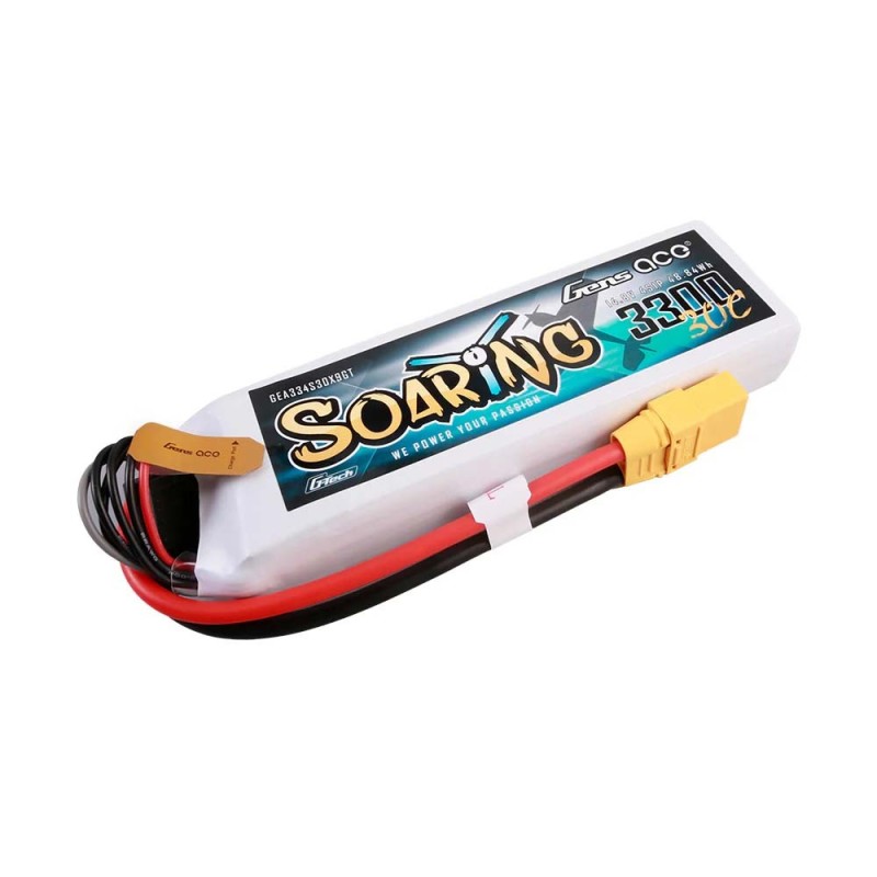 GE1-3300-4X9GT - GensAce Soaring LiPo 4S 14.8V-3300-30C (XT90) 137x42.5x26mm 331g GT
