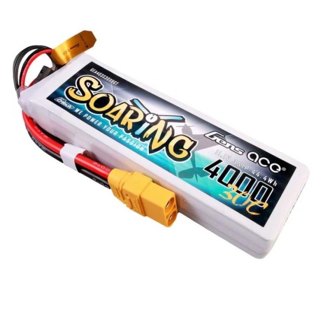 GE1-4000-3X9GT - GensAce Soaring LiPo 3S 11.1V-4000-30C(XT90) 136x42.5x22.5mm 290g GT