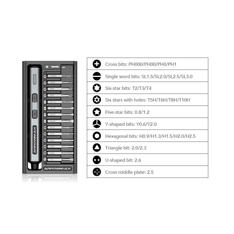 AM199911G - SES Mini Electric Screwdriver With Alu Case (28 in 1) Space Gray