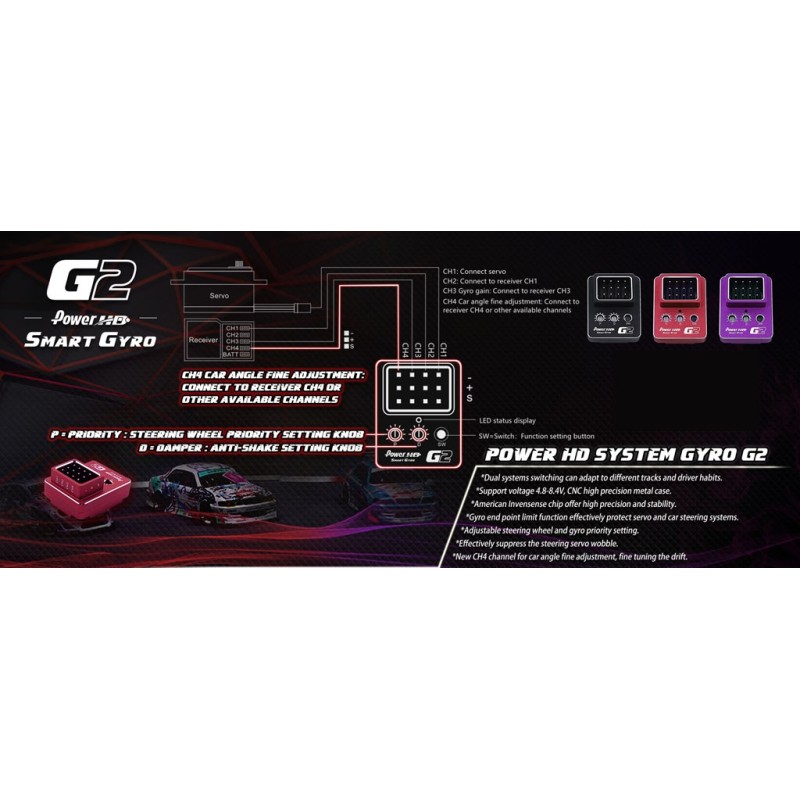 HD-G2P - Power HD Gyro G2 drift Dual System 4CH Purple