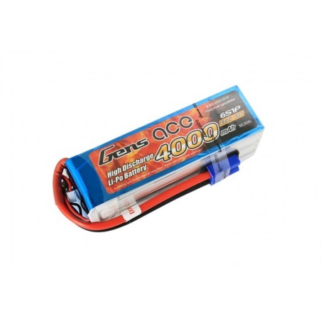 GE1-4000-6C5 - GensAce Batterie LiPo 6S 22.2V-4000-60C (EC5) 164x46x43mm 690g