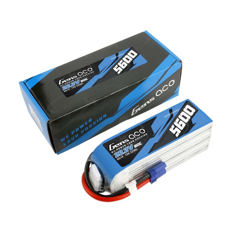 GE1-5600-6C5 - Gensace Battery LiPo 6S 22.2V-5000-45C (EC5) 162x45.5x42.5mm 780g