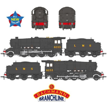 35-226 - LMS 8F with Riveted Tender 8233 LMS Black